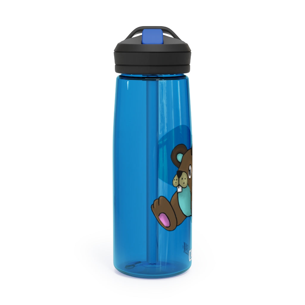 Personalized CamelBak Eddy® water bottle in 20oz and 25oz sizes, made from durable Tritan™ material, featuring a spill-proof biting valve.